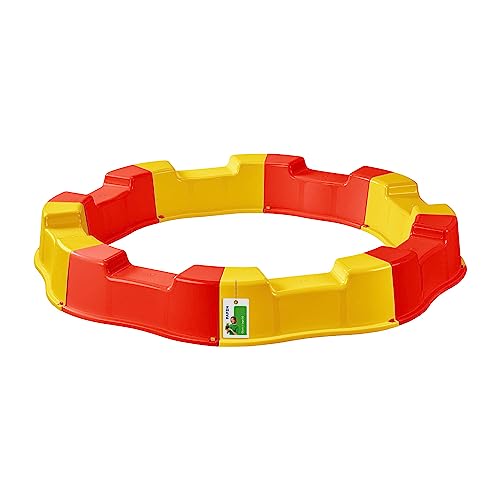 Sandkasten für Kinder – 160 x 22 cm - Modularer Sandbox 8 Elemente Runder Sandkiste für Garten Outdoor | Kunststoff (Gelb/Rot)