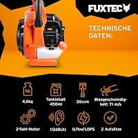 FUXTEC Benzin Laubbläser 2in1 FX-LB126 inkl. 2 Blasrohre – Auf Laubsauger erweiterbar – 2-Takt Motor – getestet Oberklasse 1,4 – Blasgeschwindigkeit 71 m/s – Ansicht 3