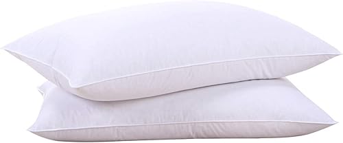 puredown - Juego de 2 almohadas de plumas y plumón de ganso blanco colección de hoteles para dormir tamaño estándar