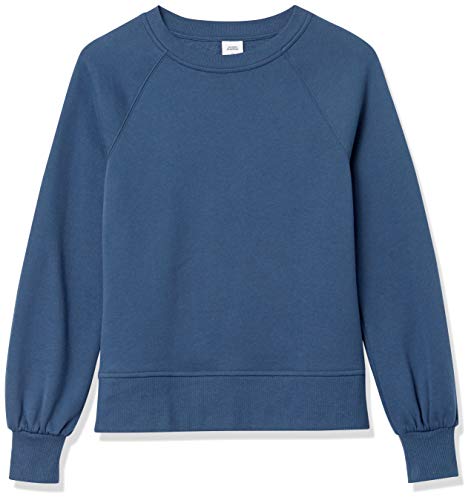 Amazon Essentials Women's Classic-Fit Gathered Long-Sleeve Crewneck Sweatshirt, Washed Navy, Small #TOP5