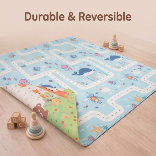 Image of Liltoes Reversible Baby PlayMat, Babies Folding Mat, Waterproof and Portable Kids Floor Mat for Learning & Crawling, Foldable Soft Foam Mat for Kids Girafe Printed