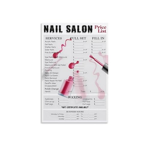 Manicure Pedicure Menu Metal Sign Nail Services Price List Chart for Nail Salon Beauty Salon Reception Desk Sign 8 X 12 in