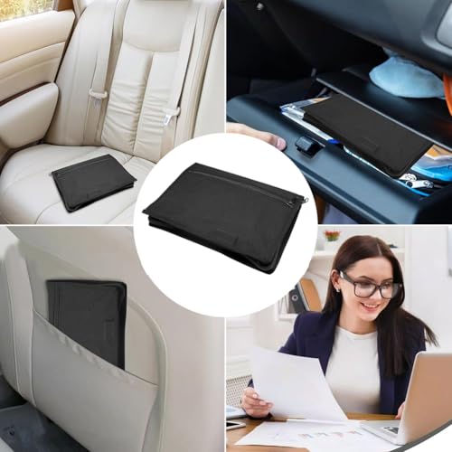 Auto Handschuhfach Organizer, Universal Auto-Dokumenten Organizer, Fahrzeugmappe Dokumentenmappe, Multifunktionale Registrierung Brieftasche für Parkausweis, Zulassungskarte, Dokumente (Schwarz)
