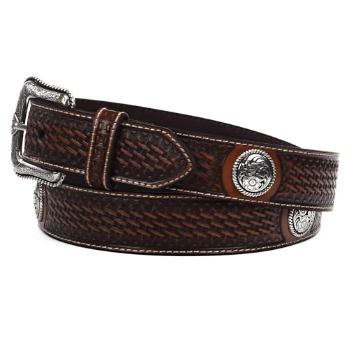 ARIAT Men's Basket Stamp Circle Concho Belt2