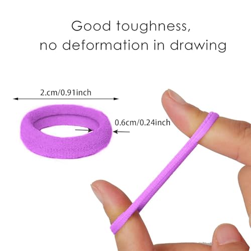 Image of Diversa Cotton Mini Rubber Bands Elastic Hair Ties, Small Baby Hair Bobbles Ponytail Holder for Kids Girls & Women, 2.5 cm in Diameter, Pack of 100 (Purple)