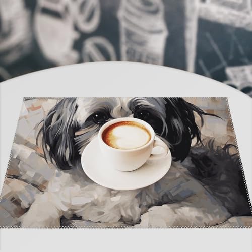Set de table Shih Tzu résistant chaleur lavable nappe rectangulaire - 8