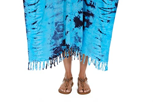 Image of Beautybatik Women Hippie Tie Dye Caftan Kaftan Loungewear Maxi Plus Size Long Dress XL to 4X