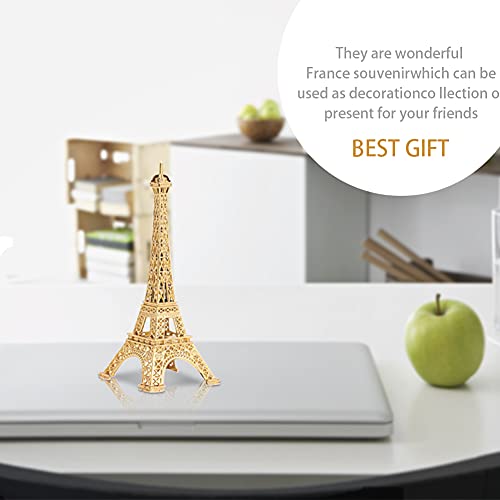 Mini figura Torre Eiffel de metal dorado para decoración miniatura 6