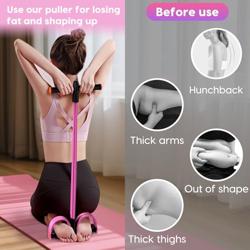 Image of Exercise Bands with Handles, 6-Tube Elastic Yoga Pedal Puller Resistance Band, Natural Rubber Stirrup Puller for Exercise, Multifunction Tension Ropes for Abdomen, Waist, Arm, Leg Stretching Training