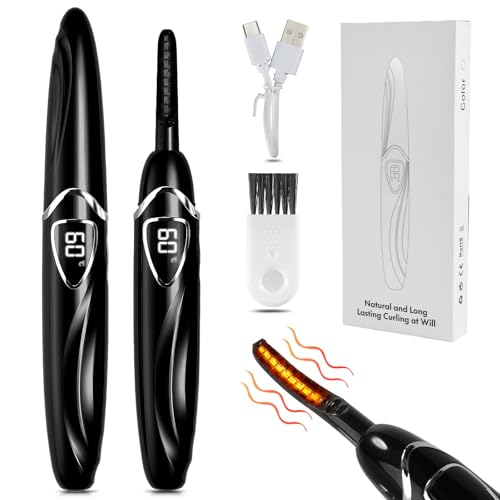 tlidfgeo Wimpernzange Beheizbar, Elektrische Wimpernzange Beheizt, 10s Schnelles Heated Eyelash Curler Anti-Verbrennung, Beheizbare Wimpernformer - Intelligent Power Off für Alle Wimpern