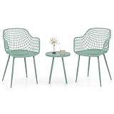 Tangkula 3 Piece Patio Bistro Set, All Weather Heavy Duty Table and Chairs Set...