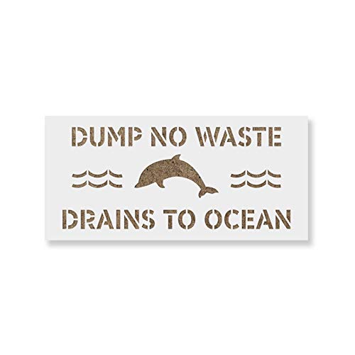 No Dumping Drains to Ocean Stencil - Drawing Stencils, Spray Paint Stencils, Art Stencils, Reusable Stencils, DIY Craft