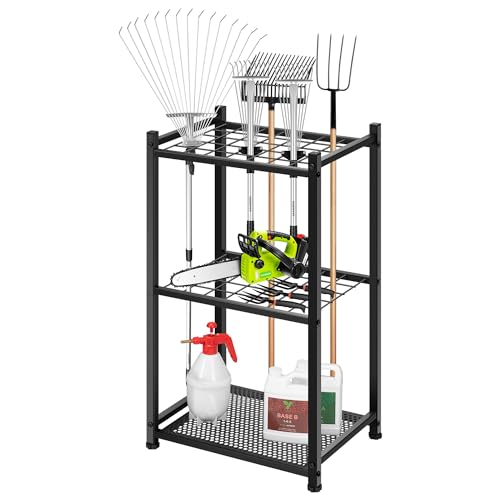 VIVOSUN-Garden-Tool-Organizer-Heavy-Duty-Steel-Tool-Rack-Tool-Stand-Up-to-35-Long-Handled-Tools-Yard-Tool-Storage-for-Garage-Shed-Home-and-Outdoor-Angular-Style-with-Anti-tipping-Design