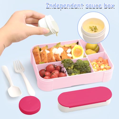 XJIANFU Brotdose Kinder mit Fächern,900ml Auslaufsichere Bento-Box, Kinder-Lunchbox,Auslaufsicher Fächern,Jausenbox Brotbox für… – Ansicht 2