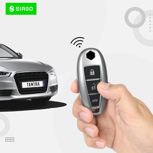 Image of SIAGO TPU Key Cover Compatible with Maruti Suzuki Baleno, Vitara Breeza, S Cross, Ciaz, Swift, Ignis, 3 Button Smart Key Cover (Grey Pack of 2)