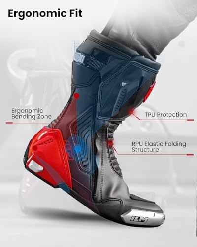 Botte moto rouge double structure ILM BRC1 aux finitions haut de gamme - 6