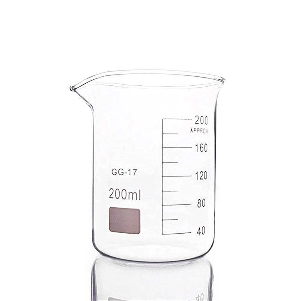 pezzi 200 ml bicchiere di vetro in forma bassa per laboratorio di chimica scala laboratorio misurazione addensato istruzione forniture per ufficio misurazione (200 ml)