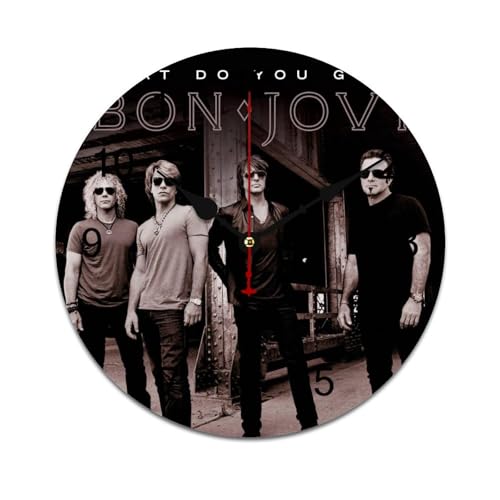 AFLJNYNN Jon Bon Jovi Reloj minimalista de PVC sin marco con segundos de barrido silencioso, perfecto para hogares modernos, aulas u oficinas profesionales.