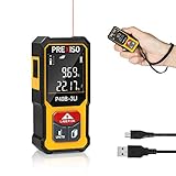 PREXISO Mini Laser Measure, 135Ft Rechargeable Laser Distance Meter with High Accuracy Multi-Measurement Units M/in/Ft, and Pythagorean, Distance, Area, Volume Modes