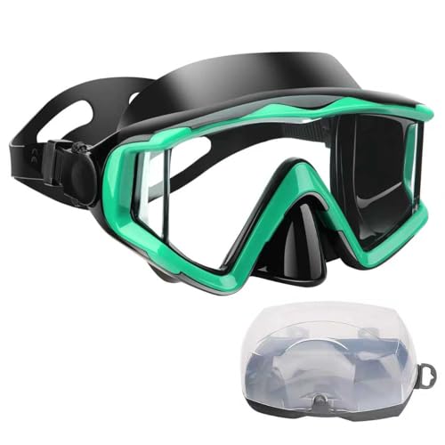 Diving mask Anti-Fog Swimming Snorkel mask Suitable for Adults Scuba Dive Swim Snorkeling Goggles Masks (Green, Adult)