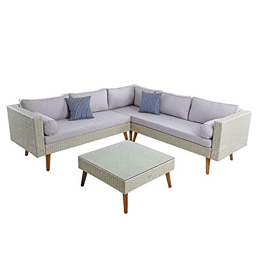 WXYQY Gartenmöbel Set Eck- Sitzgruppe Lounge Essgruppe Rattan Möbel Beige – Bild 6