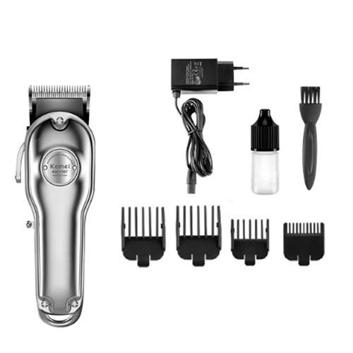 Máquina de Cortar Cabelo Cromada Inoxidável Profissional kemei KM1987 (DOURADA)