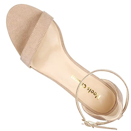 Heels Charm F22-1-01VE070 Women'S Strappy Chunky Block Low Heeled Sandals 2 Inch Open Toe Ankle Strap High Heel Dress Sandals Daily Work Party Shoes Velvet Nude Size 7 thumb #3