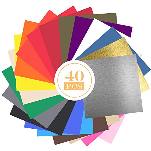 Permanent Self Adhesive Vinyl Sheets (Pack of 40, 12 X 12) - 35 Assorted Colors Premium Glossy Vinyl for Birthday Party Weeding Decor Sticker, Craft Cutter Machine, Printers, Letters