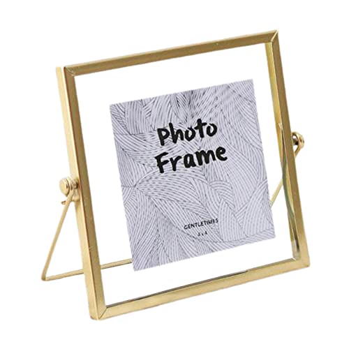 JDJUBOA Picture Frames,Pictures Sleek Glass Standalone Photo Holder, Gold, 4 inch