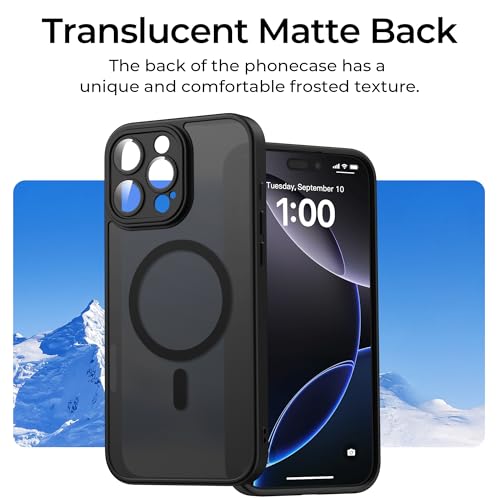 Image of Tobfit Magnetic Case for iPhone 16 Pro Compatible with Mag Safe, Translucent Matte Back Slim Shockproof Phone Cover for iPhone 16 Pro