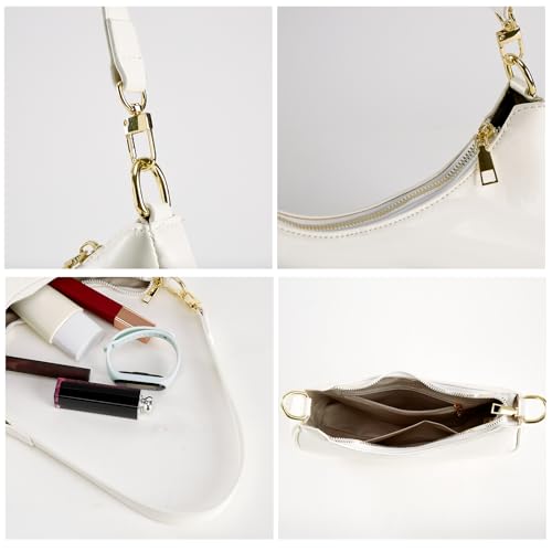 Image of Shoulder Bags for Women Leather Cute Hobo Tote Handbag Under the Arm Purses Mini Clutch Purse with Zipper Closure