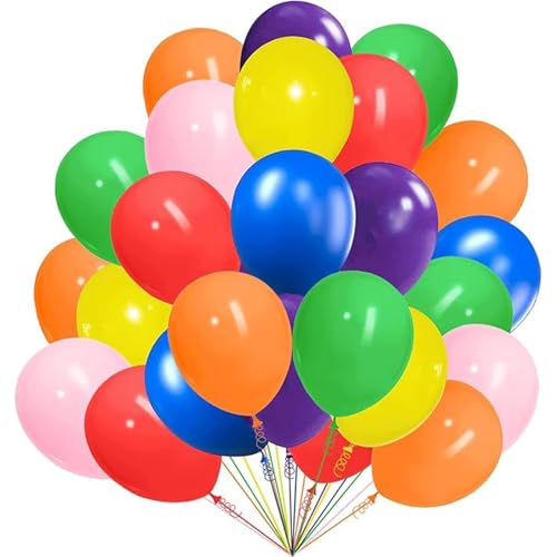 Luftballons Bunt 100 Stück – 26cm (10 Zoll) Premium Latex Ballons in 10 Bunte Farben für Geburtstag, Hochzeit, Party Dekoration & Feiern