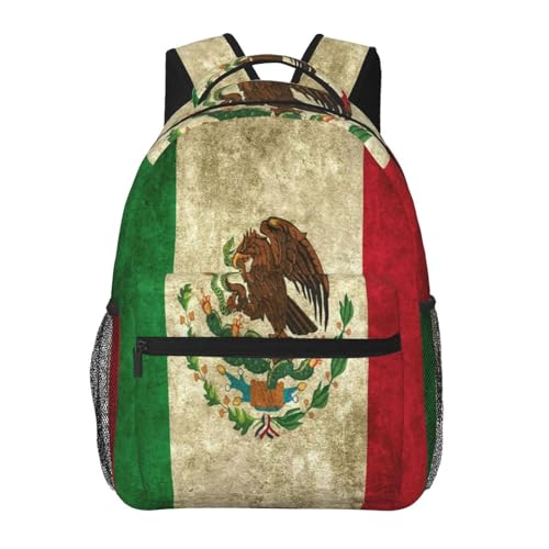 Mexican Flag Lightweight Backpack Travel Casual Bags for Women or Men 15.7 Inches