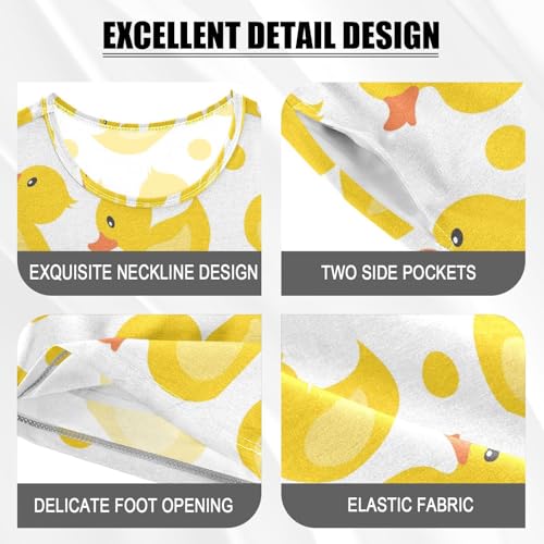Pajama Short Sets Cartoon Rubber Ducks Pattern Soft Cotton Summer Sleepwear 2 Piece PJS Size 5-14T3