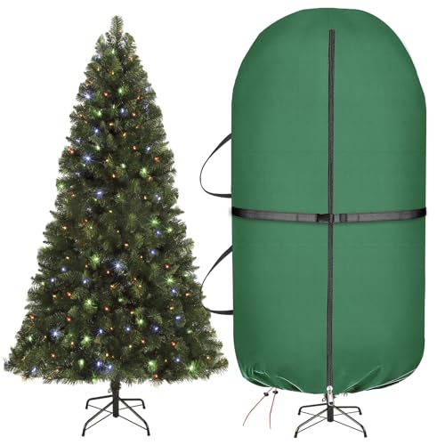 Bolsa De Almacenamiento Vertical Para Árbol De Navidad Con Correas De Transporte Ajustables, Funda Para Árbol De Navidad Con Cremallera Y Cordón Para Árbol Artificial De 2,30 M Con Joyas A Prueba De