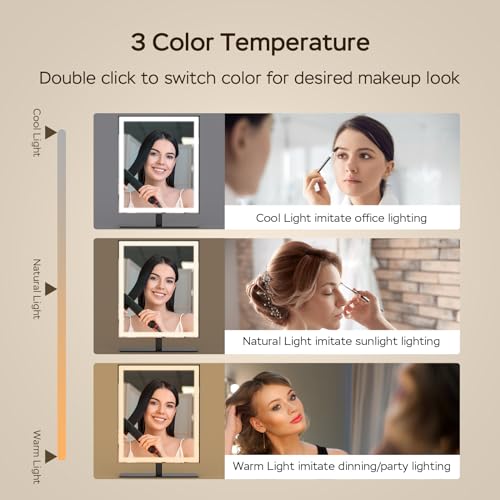Amdelne LED Makeup Mirror, Dimmable Vanity Mirror with Lights, 3 Lighting Modes, 10x Magnifying, Touch Control - Image 2