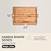 John Boos Handle Boards Series Rectangular Wooden Maple Cutting Board 24”x18” – 2.25” Thick, 30-lb Reversible Butcher Block with Juice Groove, Edge-Grain & Metal Handles