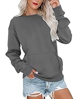Picture of MISFAY Womens Oversized Sweatshirt Casual Long Sleeve Crewneck Hoodie Solid Pullover Lightweight Loose Tops with Pocket