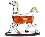 Animal Whiskey Decanter Horse On Wooden Display Tray - For Liquor Scotch Vodka or Wine - 500ml Clear