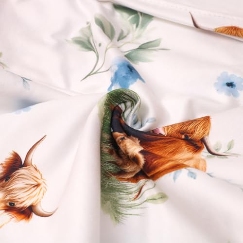 Image of Ylsteed Baby Highland Cow Swaddle Blanket and Headband Set, Newborn Receiving Blanket Swaddle Wrap for Girls and Boys, Swaddling Blankets Neutral for Newborn 32 * 32 in (Highland Cow Blue)
