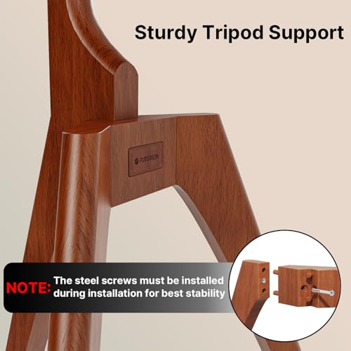 PUTORSEN Easel TV Stand Tripod for Universal TV 45-65 inch, Solid Beech Wood TV Floor Mount Stand with Media Shelf, Height Adjustable and 45 degree Swivel, Max VESA 400x400mm and load 88lbs - Image 7