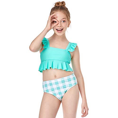 Baby Toddler Boys Two Pieces Swimsuit Set Swimwear Bikini Set Two Piece Ruffle One Shoulder Swimwear Athletic Swim Suit Mint Green #TOP6