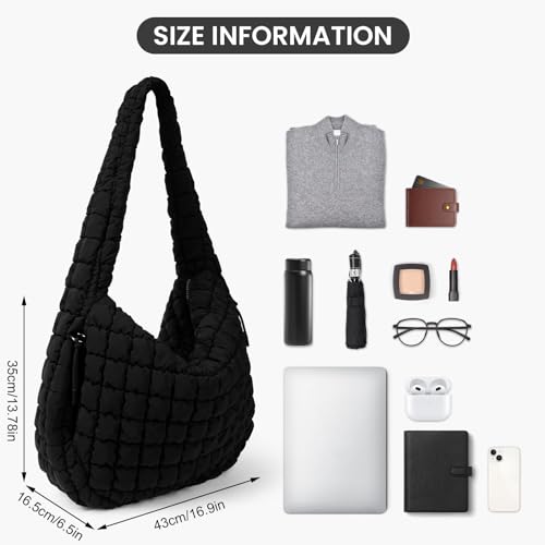 GSenhui Gesteppte Tasche Groß, Puffer Tasche Crossbody Bag Puffy Tote Bag Stepptasche zum Umhängen, Baumwolle Quilted Bag Hobo Bag Einfarbig Daunen Puffer-Tragetasche