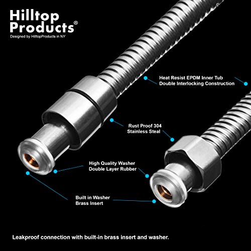 79 Inch (2 Meter) - Stainless Steel Shower Hose, Bidet Hose Replacement - Chrome Finish, EPDM Inner Tube for Handheld Shower Head with Built in Washer, Nut and Thread Tape - Thumbnail 2