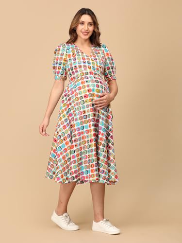 Image of The Mom Store Maternity and Nursing Wrap Dress for New Mom | Pre and Post Pregnancy Wear for Womens | Trendy Stylish Printed Friendly Dresses for Women | Comfortable