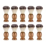 10 Pcs Wood Handled Shaving Brush for Men Shave Accessory, Bulk Beard Grooming Tool for Professional Salon, Shave Brushes Handmade Nylon Hair Brush for Men