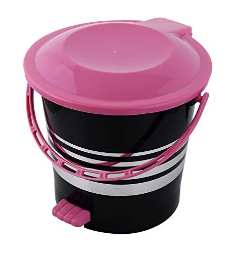 Kuber Industries Plastic Dustbin Garbage Bin with Handle,5 Liters (Pink) -CTKTC037970, Pack of 1