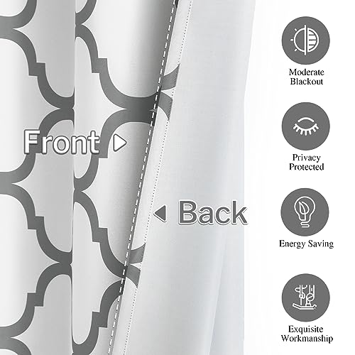 Melodieux Moroccan Printed Room Darkening Blackout Grommet Curtains for Living Room Bedroom, 52 by 72 Inch, Off White/Grey (2 Panels) by Melodieux - Image 2