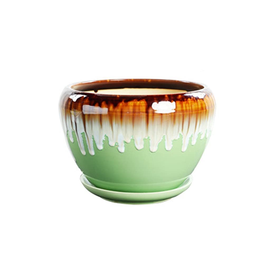 Ceramiczny, Szkliwiony Pojemnik Na Kwiaty, Ceramiczna, Bardzo Duża Doniczka Do Salonu, Zielona Doniczka Z Otworem Drenażowym, Doniczki Bonsai, Ozdobny Stojak Na Kaktusy Ogrodowe Z Ceramiką