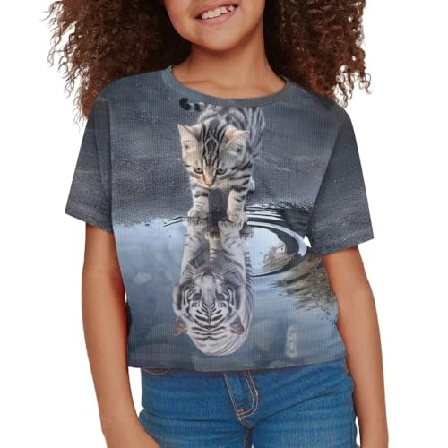 Image of Kids T Shirt Short Sleeve Crop Tops for Girls Summer Clothes Pullover Tees Shirt 5-14